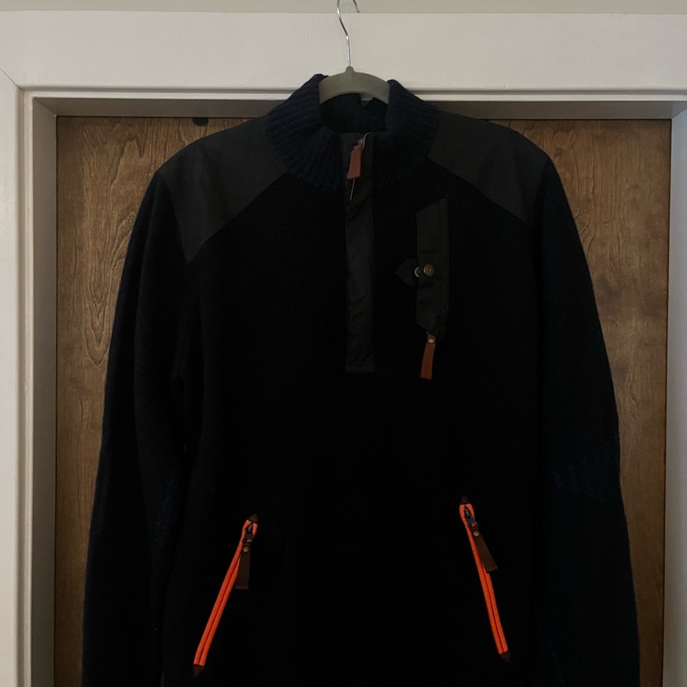 ALPS&METERS ALPINE GUIDE SWEATER Men's Navy and Orange Jacket